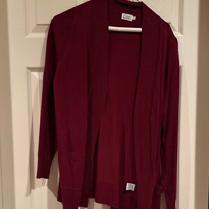 Cato Burgundy Open-Front Cardigan